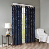 Jacquard Damask (Max Blackout) Window Curtain, Navy Blue
