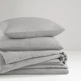 Waffle Weave Textured All Season Comforter Set, Light Grey