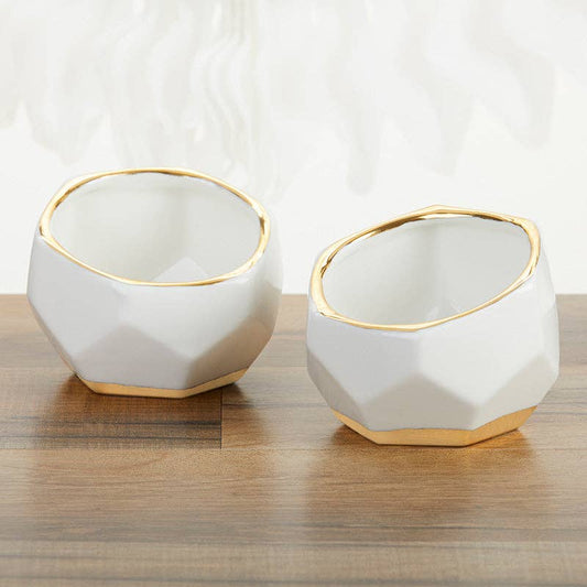 Geometric Ceramic Planter Set of 3 for Home Decor