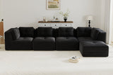 CORDELIA 151" 4-Seater High Armrest Sofa with 1 Ottoman