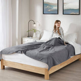 Heated Fleece & Sherpa Electric Bedding Blanket, Dark Grey