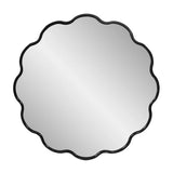 Kushi Round Scalloped Edge Mirror in Glossy Black