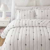 Soft Bow Embroidered Quilt Mini Set, Black