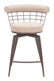 Saku Swivel Counter Stool Beige & Brown