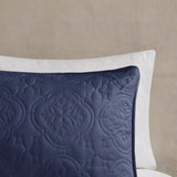 3 Piece Quilted Medallion Reversible Bedspread Set, Nav