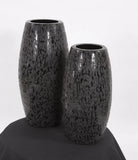 Chiseled Texture Black Iron Cylinder Vase- Small