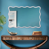 Maya Rectangular Waved Edge Mirror in Glossy Lilac