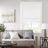 Basketweave Room Darkening Cordless Roman Shade, White
