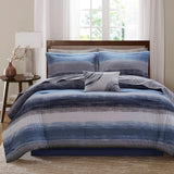 Watercolor Stripe Complete Comforter & Sheet Set, Navy