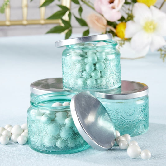 Garden Blooms Glass Tea Light Holder - Blue (Set of 4)