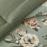 7 Piece Vintage Floral Comforter Set, Green