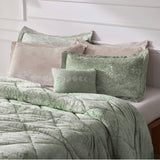 Velvet Quilted Diamond Comforter Set, Green
