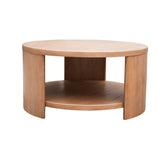 Curved Leg Post Round Storage Shelf Coffee Table *