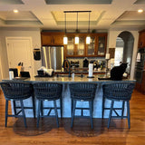 PURPLE LEAF Outdoor Bar Stools Counter Stools Rattan Bar Stools Chair with Backrest for Indoor or Outdoor, Kitchen lsland