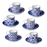 Madison Porcelain Espresso Cups & Saucers, Set of 6