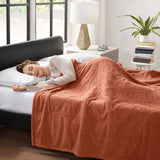 Buttery Soft Feel Faux Feathersoft Heated Blanket, Rust