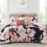 7-Piece Modern Farmhouse Comforter Set, Blush