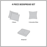 4 Piece Cotton Reversible Tailored Bedspread Set, Khaki