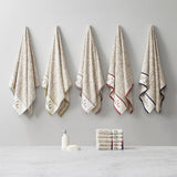 Embroidered Cotton Jacquard 6-Piece Towel Set, Purple