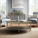 Oval Coffee Table with Shelf, Reclaimed Greige