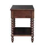 Traditional Morocco Wood Nightstand with Turned Legs
