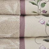 Embroidered Cotton Jacquard 6-Piece Towel Set, Purple