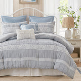 7 Piece Shabby Chic Comforter Set, Blue