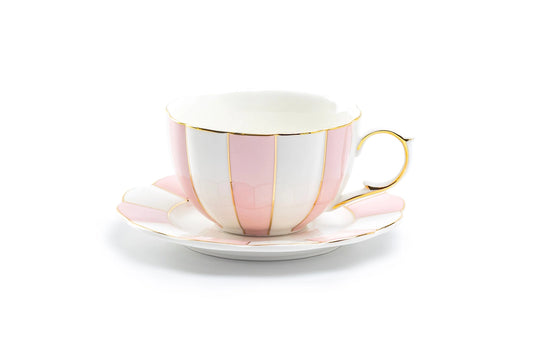Grace Teaware Pink Scallop Tea Cup & Saucer, 7 oz