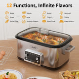 8 Quart Slow Cooker Roaster Oven, 12 in 1 Multi-Cooker Food
