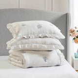 Floral Blossom Embroidered Quilt Mini Set, Blue