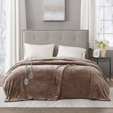 Heated Microlight Plush Electric Bedding Blanket, Brown