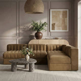 Rummi - Armless Velvet Performance Fabric Upholstered 4 Piece Modular Sectional
