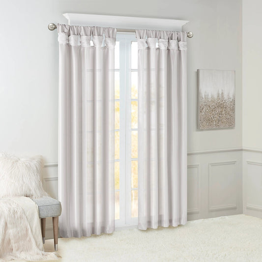 Twist Tab Silky Window Curtain, Silver
