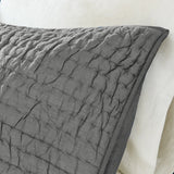 3 Piece Hand Quilted Cotton Quilt Set, Grey