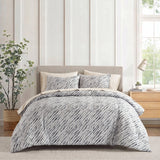 Modern Stripe Microfiber Comforter Set with Sheets, Grey
