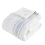 6 Piece Cotton Jacquard Oversized Comforter Set, White/Blue