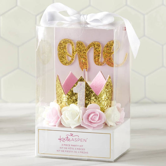Gold Glitter 1st Birthday Décor Kit for Baby Girl