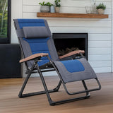 PURPLE LEAF Outdoor Reclining Chair Patio Zero Gravity Chaise Lounge Folding Chair with Quilted Cushion Adjustable Headrest for Lawn Camping Beach Pool