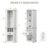 75'' Tall Storage Cabinet with Led Light, White