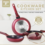 Moss & Stone 4-Piece Burgundy Nonstick Cookware Set