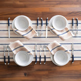 French Home Cream, Blue and Pink Table Runner