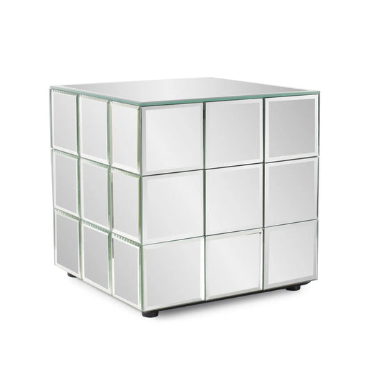 Short Mirrored Puzzle Cube Pedestal