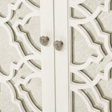 4-Door Quatrefoil Mirrored Dining Buffet Kitchen Cabinet *