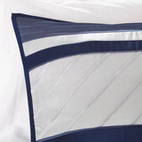 Silky Pintucked 7-Piece Comforter Set, Navy Blue