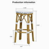 PURPLE LEAF Patio Round Bar Stools Set of 2 Outdoor Backless Barstools Woven Rattan Bar Chair  for Indoor Kitchen Island Bistros Cafe Restaurant