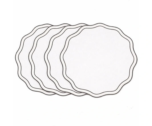 Cotton Round Table Placemat - Charcoal Trim