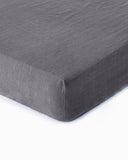 Charcoal gray linen fitted sheet