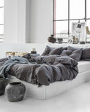 Charcoal gray linen duvet cover set (3 pcs)