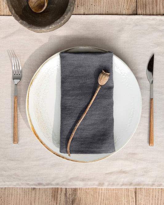 Charcoal gray linen napkin set of 2