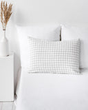 Charcoal grid linen pillowcase